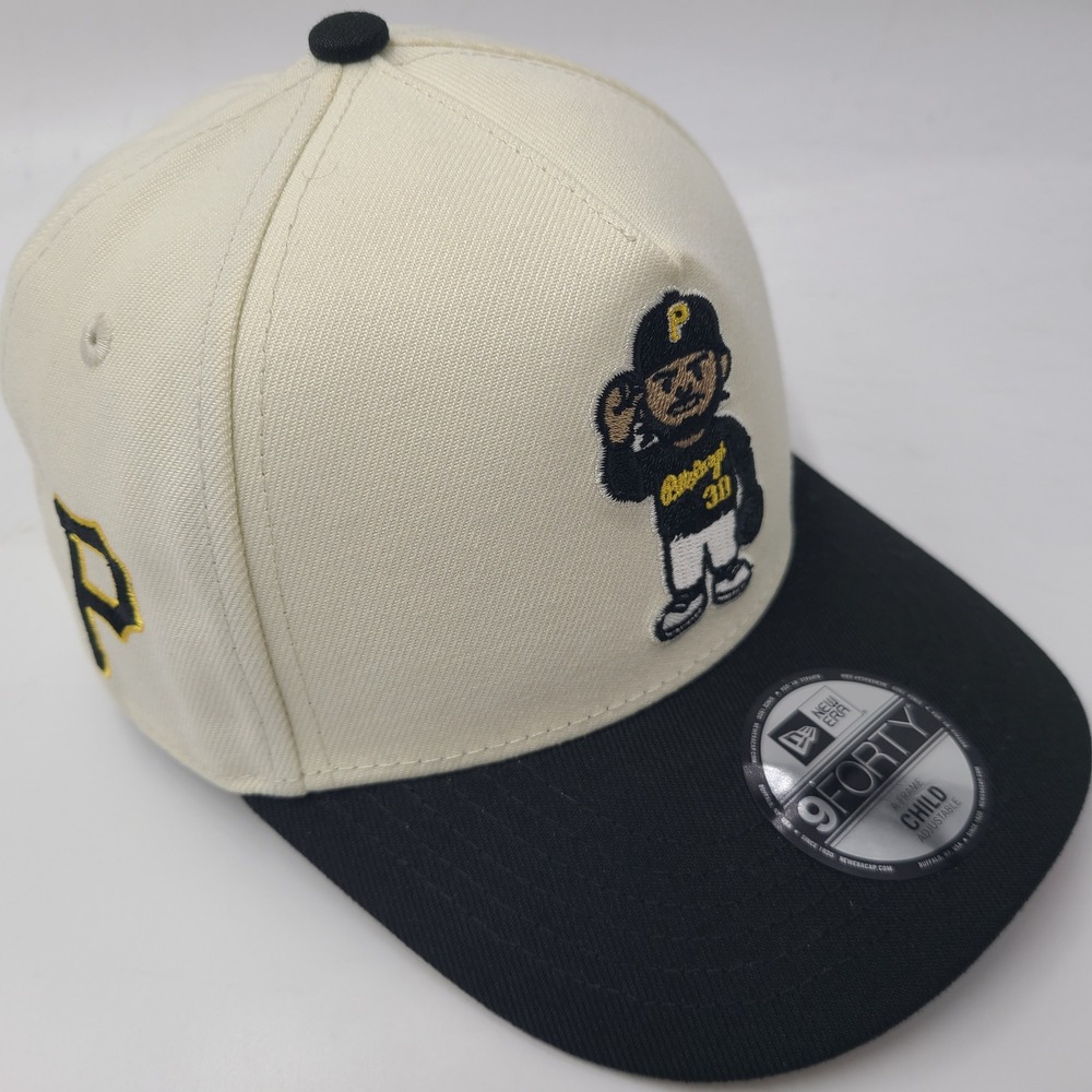 Child Pittsburgh Pirates Hat Snapback 9Forty New Era Cream Black MLB Paul Skenes